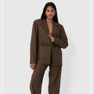 New! C/MEO COLLECTIVE Subtraction Blazer & Pants SET Oversized Chocolate Brown 4